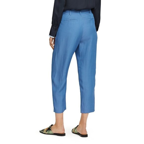 NWT Scotch & Soda blue linen blend cropped pleated trousers, M - Picture 3 of 12